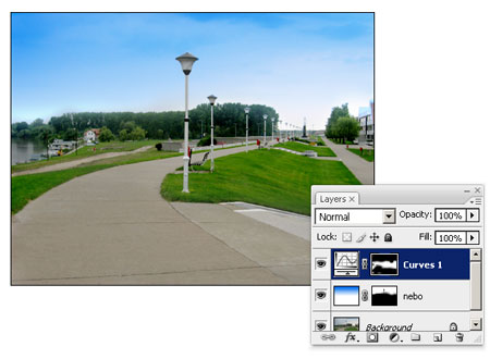 Dodat nov lejer sa gradijentnim plavo-belim prelivom i Overlay blend modom