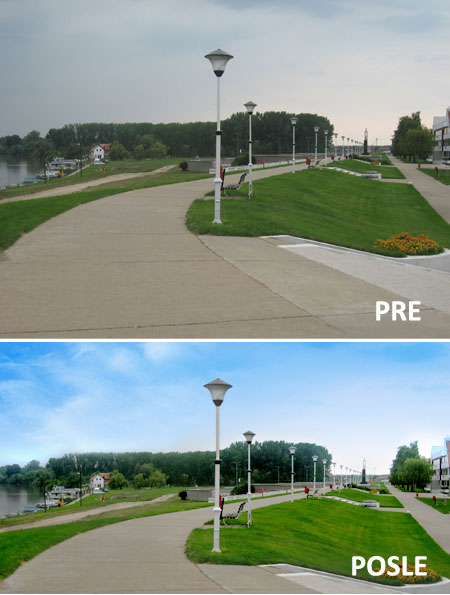 Dodat nov lejer sa gradijentnim plavo-belim prelivom i Overlay blend modom