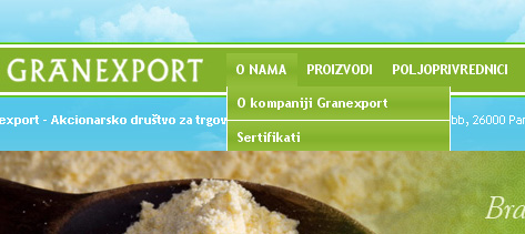 Padajući meni se prikazuje ispod Flash animacije
