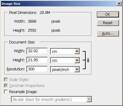 Promena rezolucije na 300 px/inch